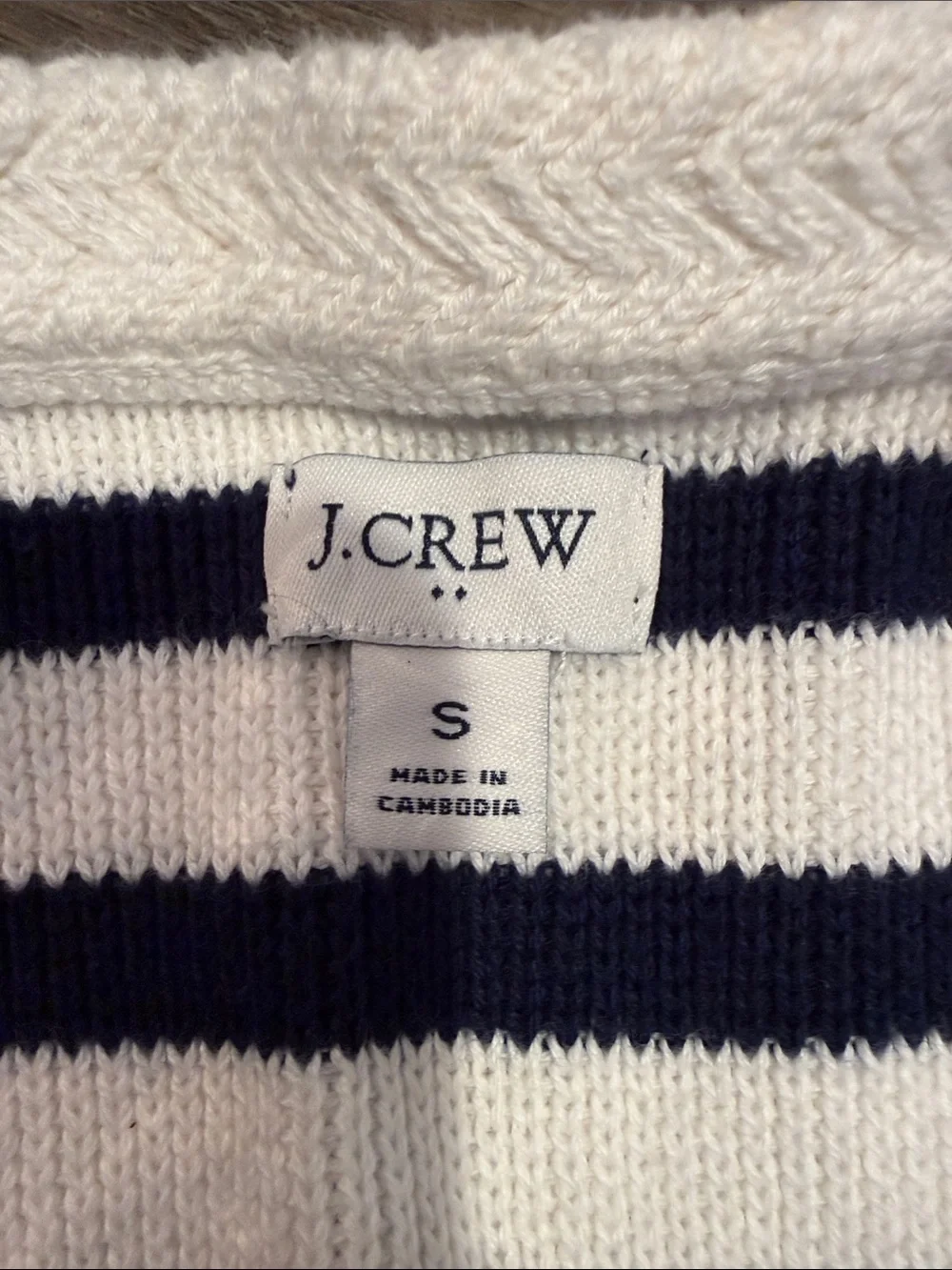 J Crew Striped Navy and White Knit Cardigan size small